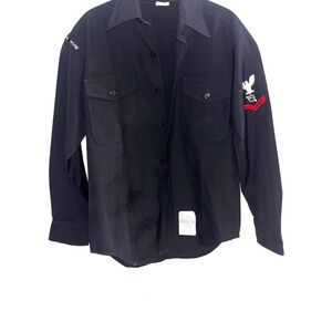 Black Military Button up Jacket with Patches